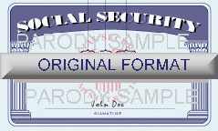 social security card replacment, novelty social security card, fake social security card, duplicate social security card